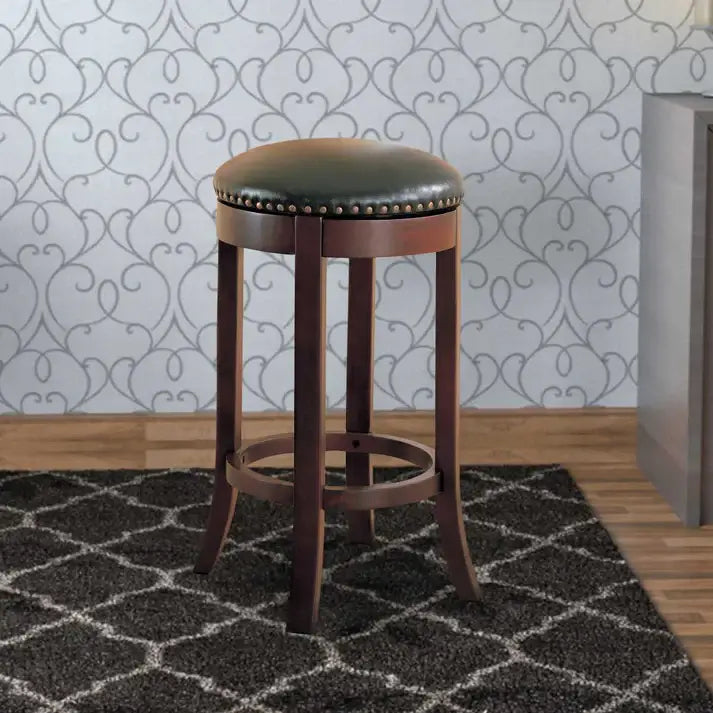 Contemporary 29" Swivel Bar Stool with Upholstered Seat, brown ,Set of 2