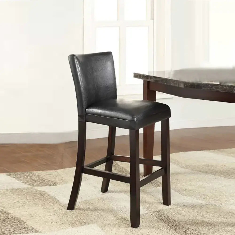 29 Inch Comfortable Wood Bar Stool, Set of 2, Cappuccino Brown, Black – Perfect for Your Home Bar