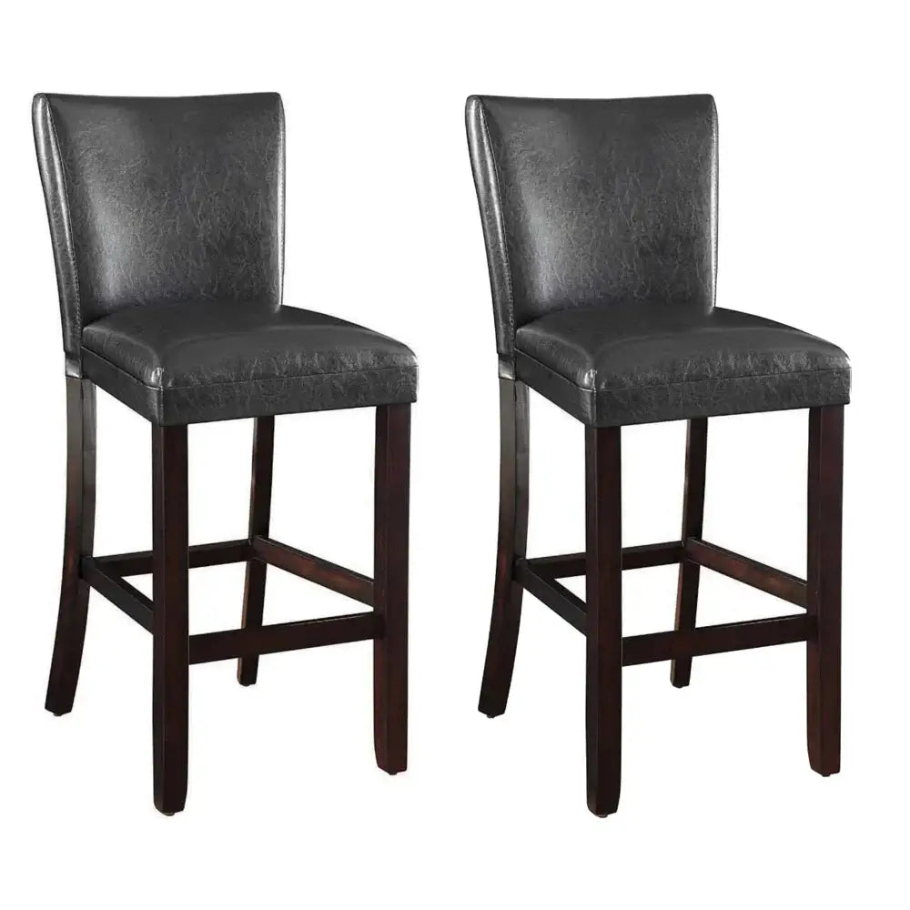 29 Inch Comfortable Wood Bar Stool, Set of 2, Cappuccino Brown, Black – Perfect for Your Home Bar