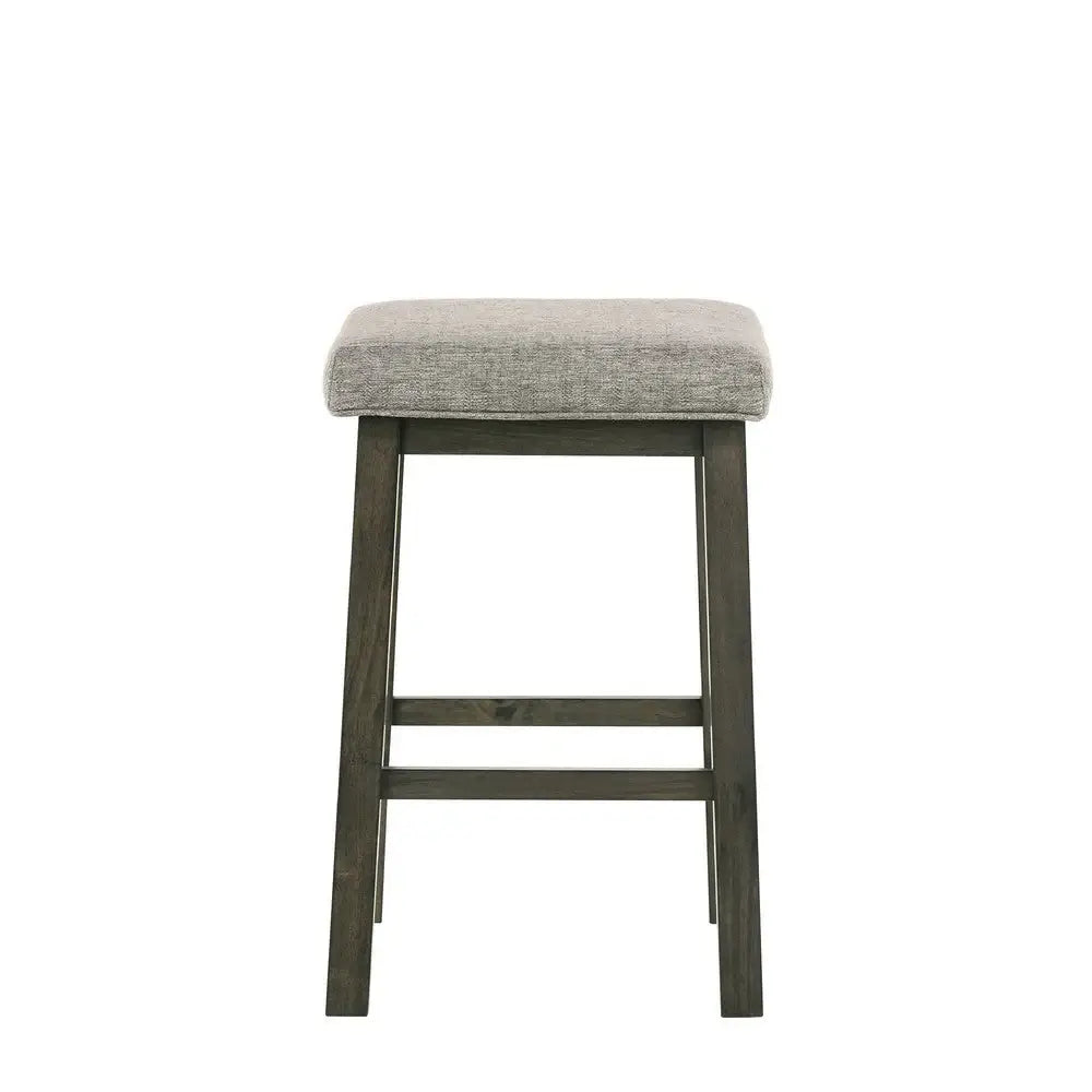 25 Inch Wooden Bar Stool with Fabric Seat, Set of 2, Gray– Ideal for Your Home Bar