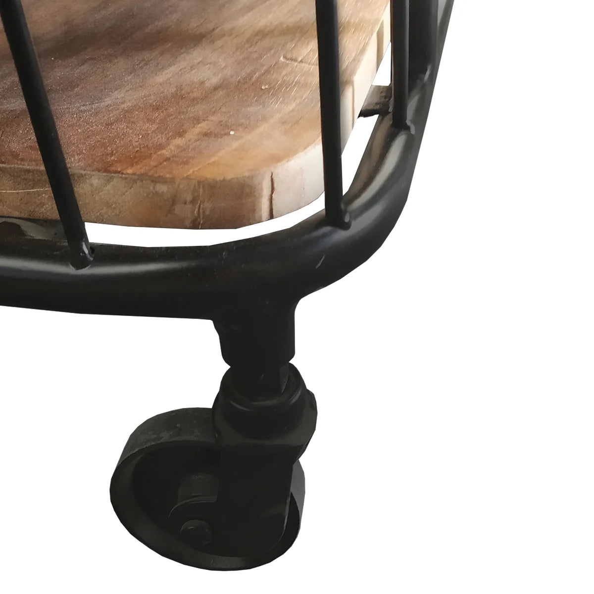 Metal Frame Bar Cart with Wooden Top & 2 Shelves – Stylish Black and Brown Serving Cart