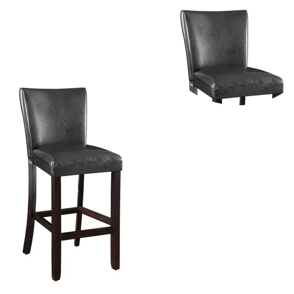 29 Inch Comfortable Wood Bar Stool, Set of 2, Cappuccino Brown, Black – Perfect for Your Home Bar