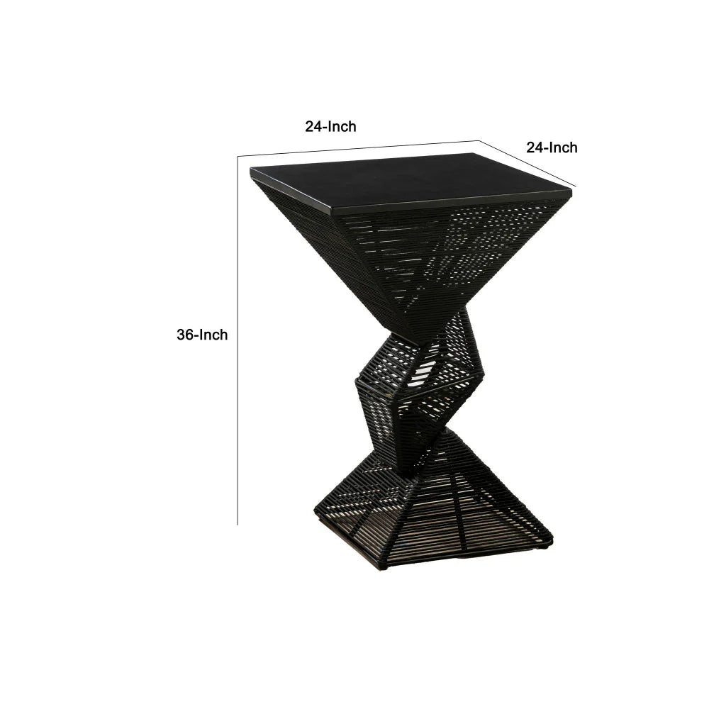 Metal Rope Bar Table: Geometric Elegance for Modern Outdoor Spaces – Black