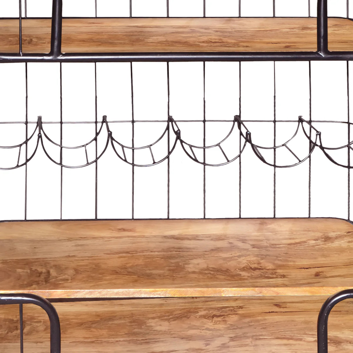 Metal Frame Bar Cart with Wooden Top & 2 Shelves – Stylish Black and Brown Serving Cart
