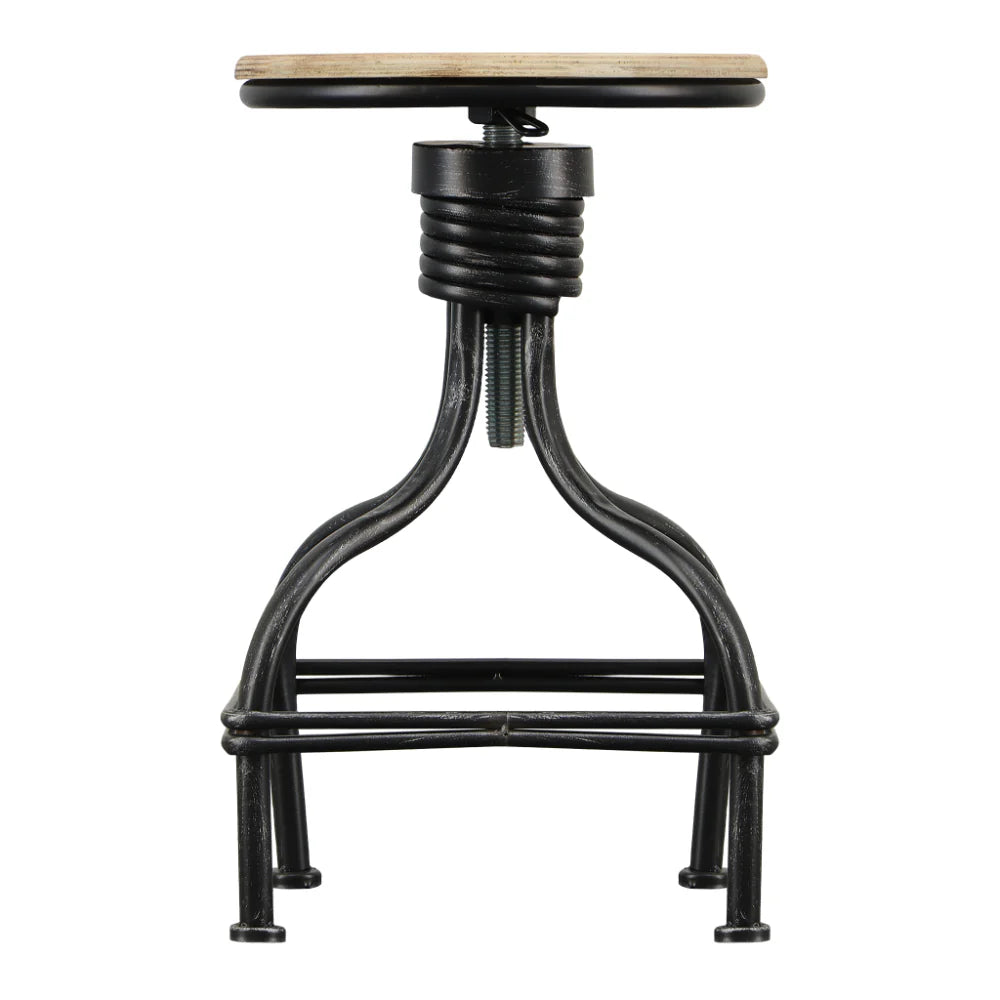Vintage Metal Frame Swivel Counter Bar Stool with Round Padded Seat for Home Bar - Brown and Gray