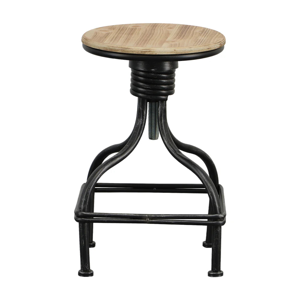 Vintage Metal Frame Swivel Counter Bar Stool with Round Padded Seat for Home Bar - Brown and Gray