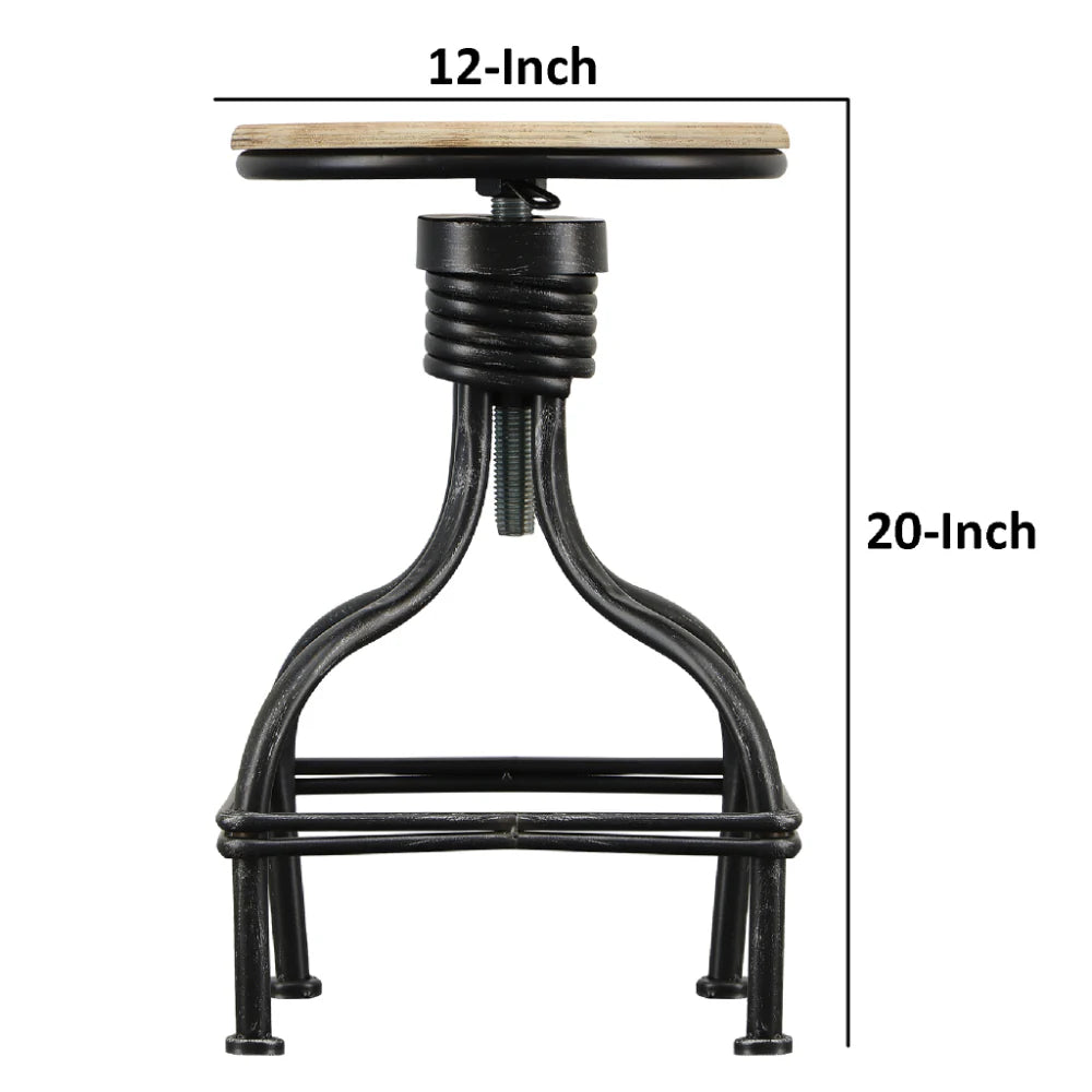 Vintage Metal Frame Swivel Counter Bar Stool with Round Padded Seat for Home Bar - Brown and Gray