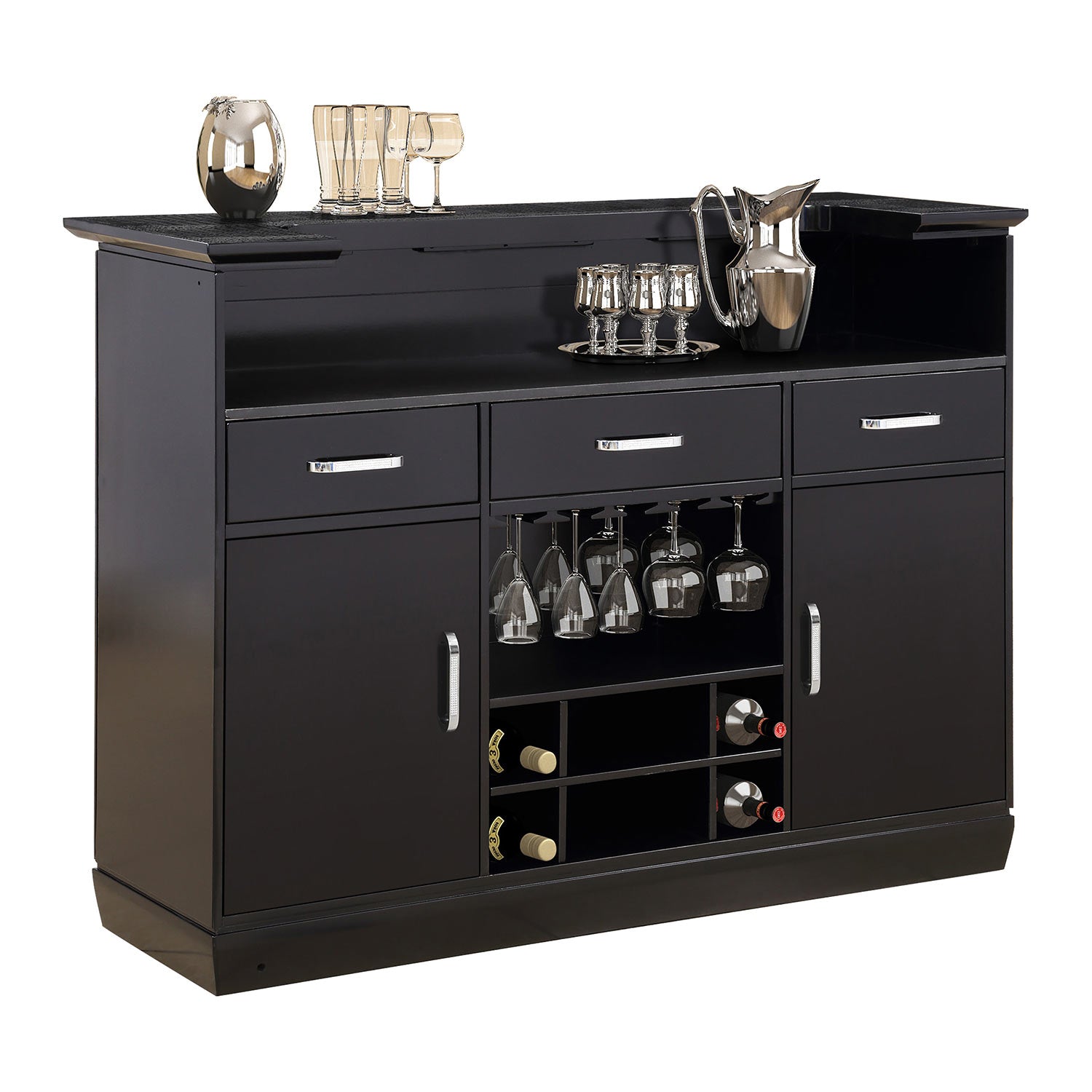 Morgen Contemporary 3-Drawer Bar Table Chic Home Bar and Cabinet