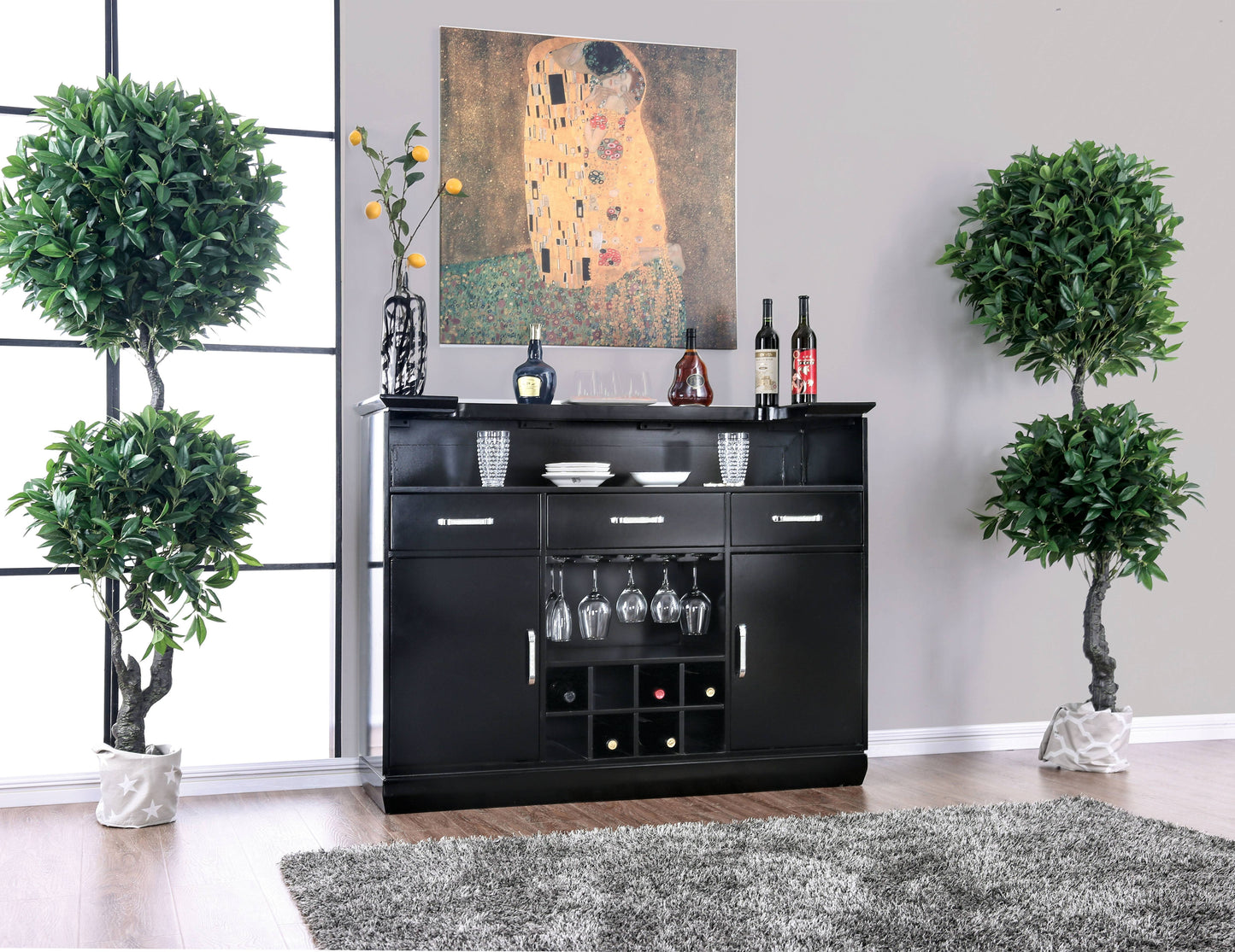 Morgen Contemporary 3-Drawer Bar Table Chic Home Bar and Cabinet