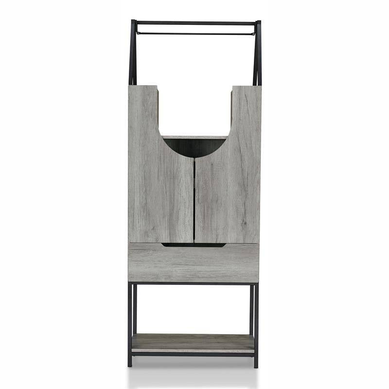Robble Multi-Storage Wine Cabinet in Vintage Gray Oak Finish - Home Bar & Cabinet