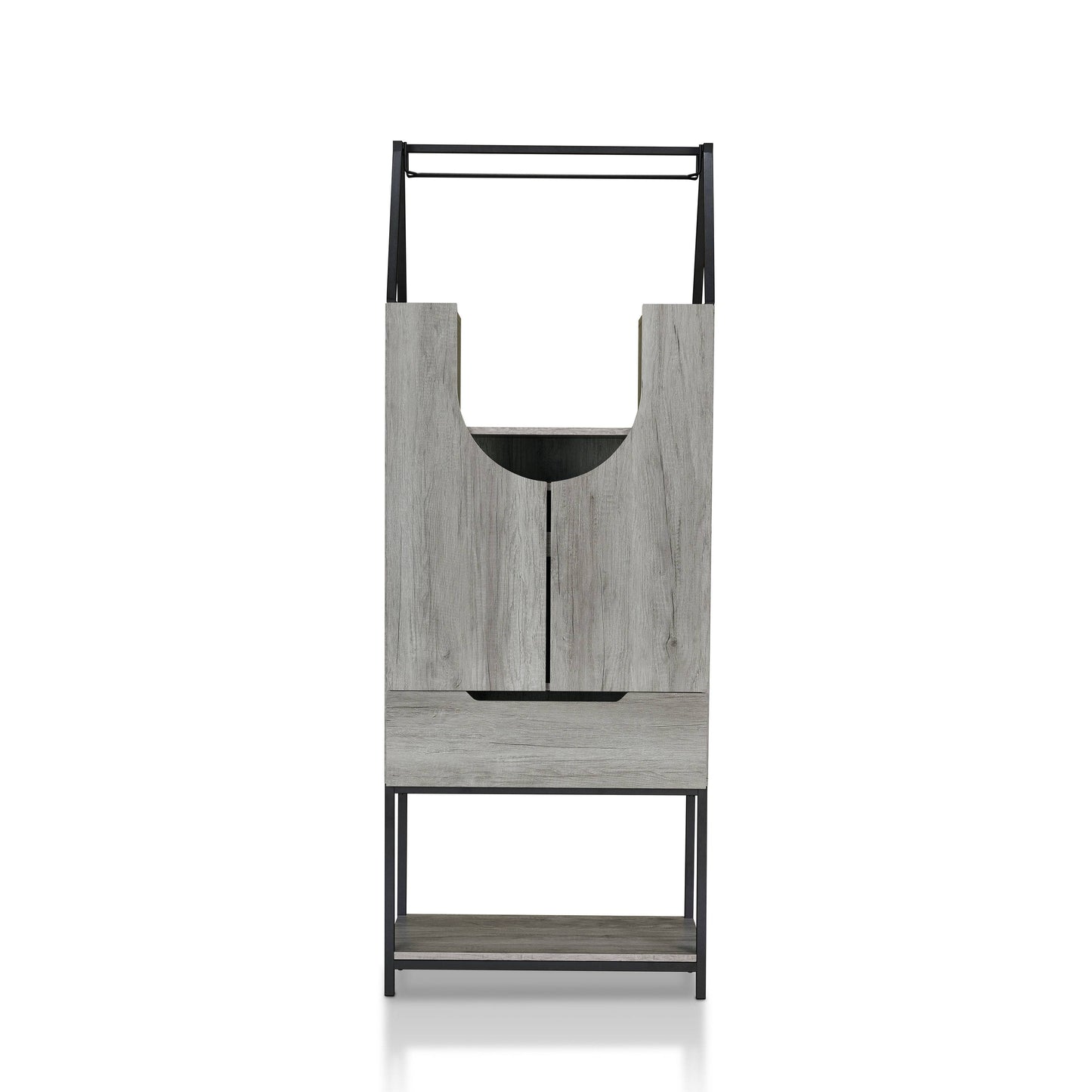 Robble Multi-Storage Wine Cabinet in Vintage Gray Oak Finish - Home Bar & Cabinet