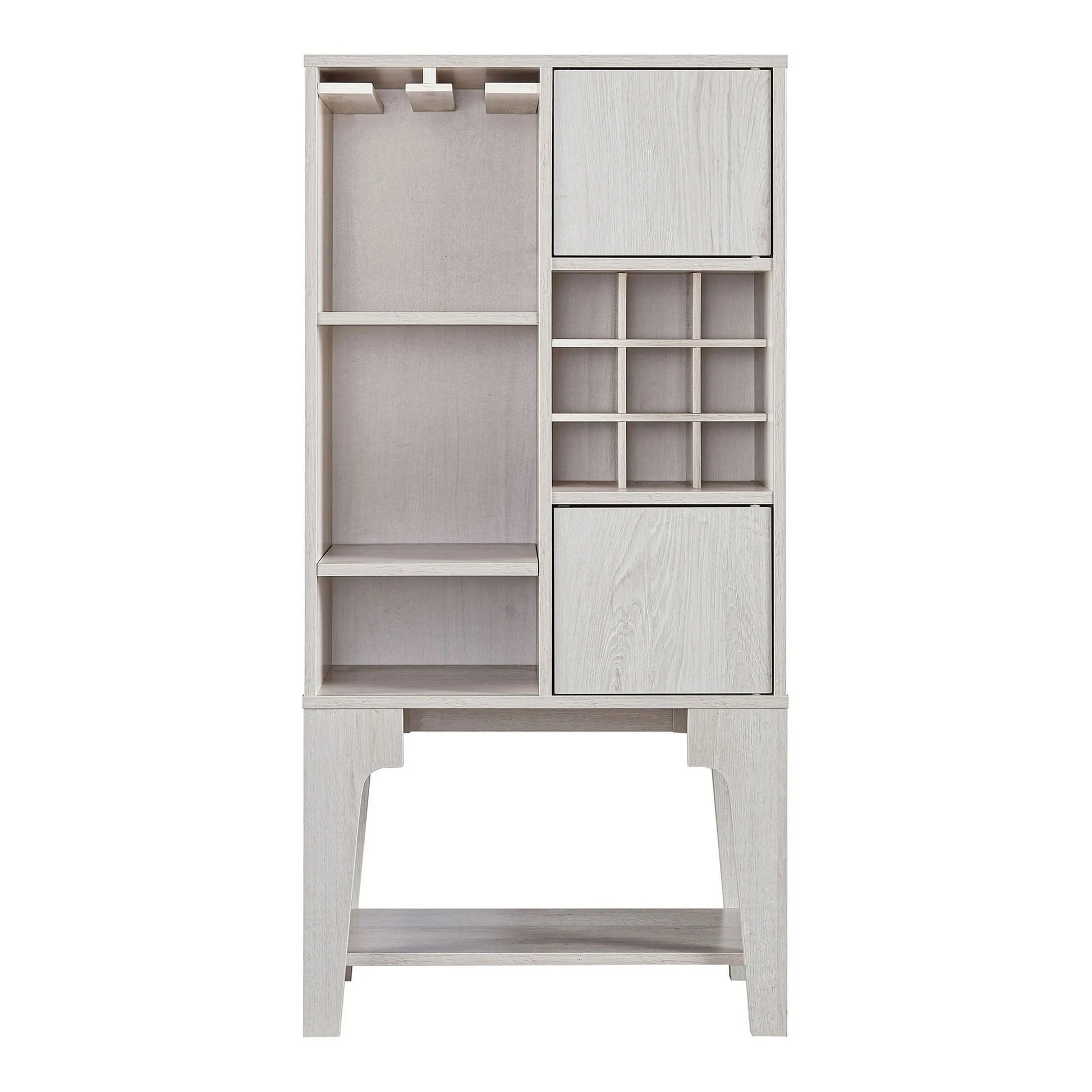 Doxnar Multi-Storage Wine Cabinet in White Oak Stylish Home Bar and Cabinet