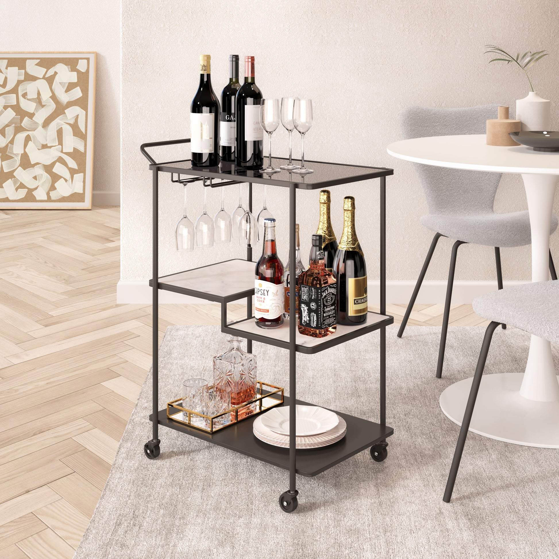 Constanza Bar Cart & Serving Cart - Black