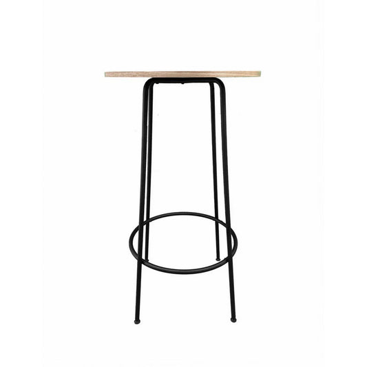 Neni 42-Inch Bar Table: Natural Wood Top & Modern Black Metal Base