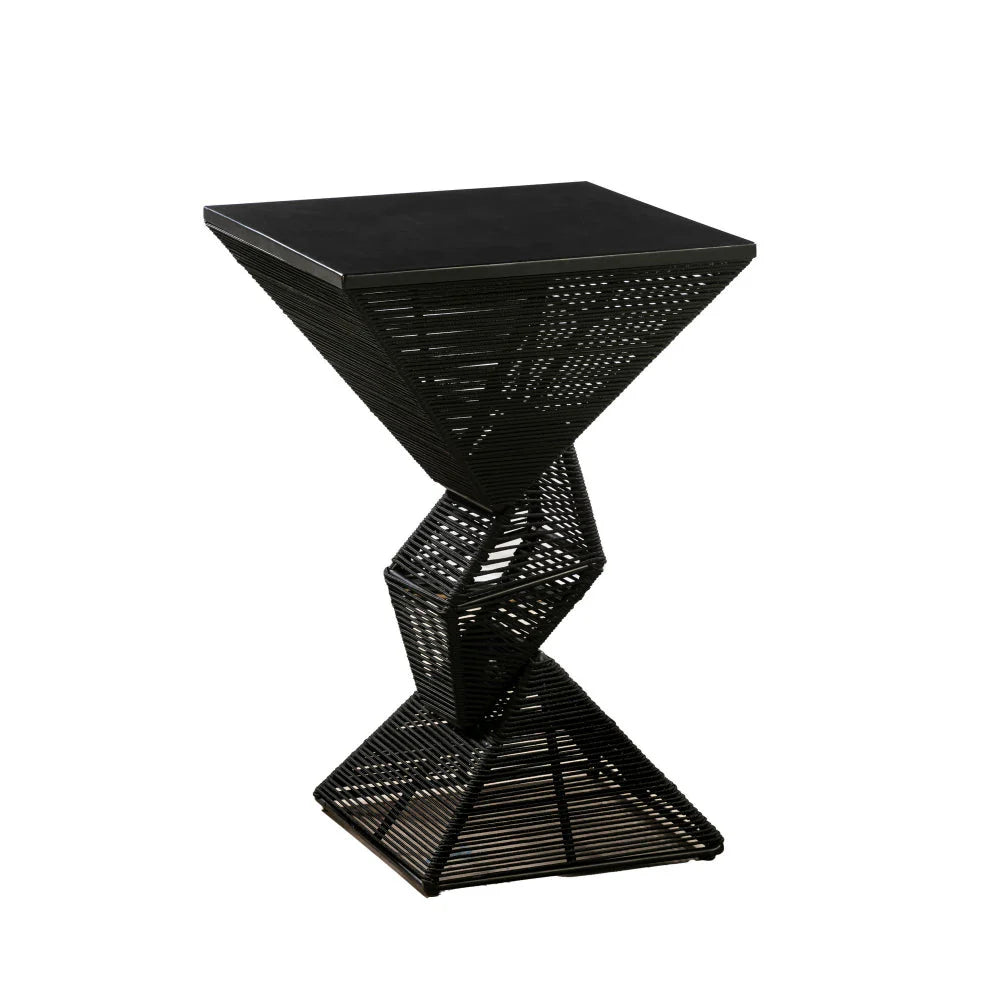 Metal Rope Bar Table: Geometric Elegance for Modern Outdoor Spaces – Black