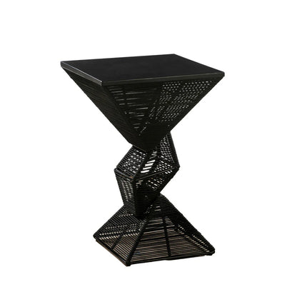 Metal Rope Bar Table: Geometric Elegance for Modern Outdoor Spaces – Black