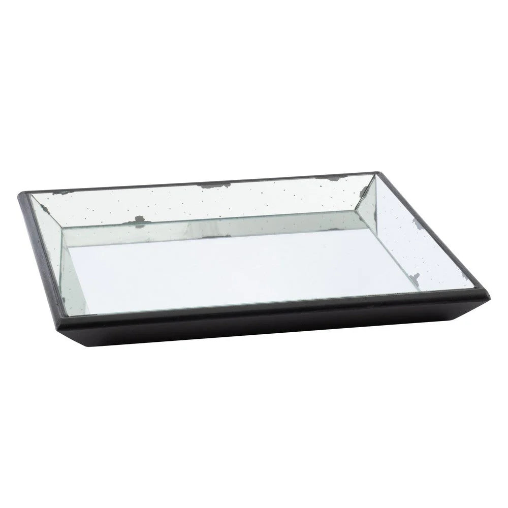 24-Inch Square Mirrored Decorative Tray – Modern Black Design for Game Room Accessories