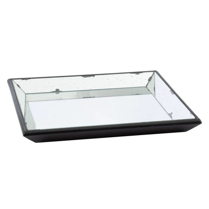 24-Inch Square Mirrored Decorative Tray – Modern Black Design for Game Room Accessories