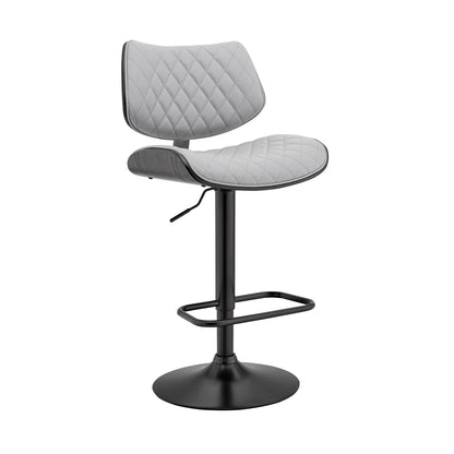 Adjustable Bar Stool for Home Bar – Sleek Black and Gray Faux Leather with Metal Frame