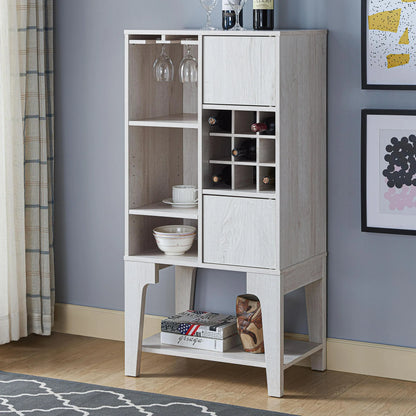 Doxnar Multi-Storage Wine Cabinet in White Oak Stylish Home Bar and Cabinet