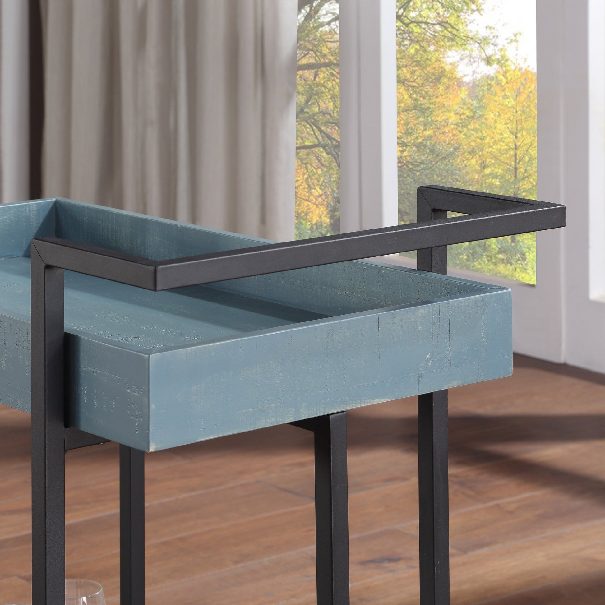 Lackomb 2-Shelf Blue Stylish Bar Cart & Serving Cart