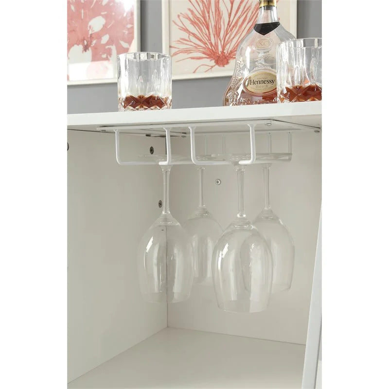 Glemma Contemporary Tufted Bar Table in White Chic Home Bar and Cabinet
