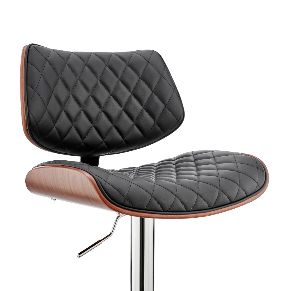 Adjustable Bar Stool with Faux Leather – Black and Silver, Perfect for Your Home Bar