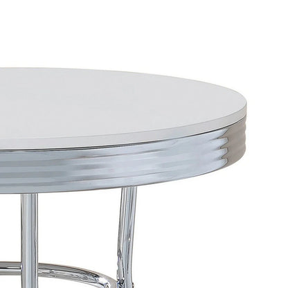 Chic Retro 42-Inch Round Bar Table - Glossy White Lacquer & Ribbed Apron