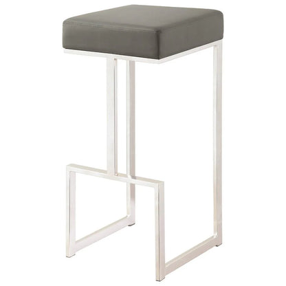 Bar Stool with Upholstered Gray Seat & Chrome Base – Ideal for Home Bar