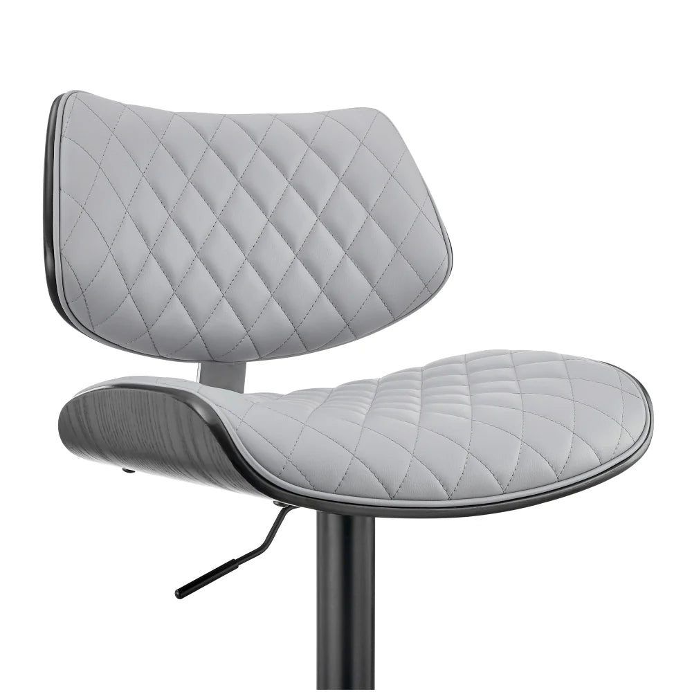 Adjustable Bar Stool for Home Bar – Sleek Black and Gray Faux Leather with Metal Frame