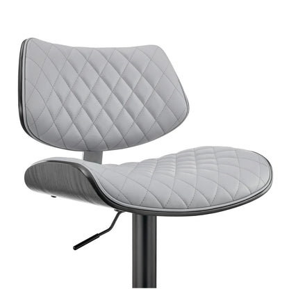 Adjustable Bar Stool for Home Bar – Sleek Black and Gray Faux Leather with Metal Frame