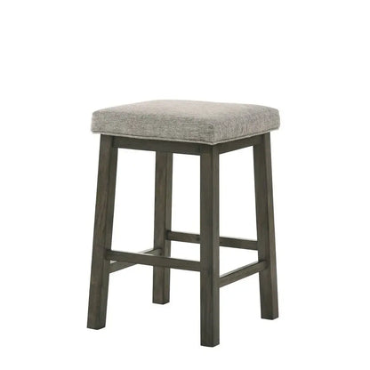 25 Inch Wooden Bar Stool with Fabric Seat, Set of 2, Gray– Ideal for Your Home Bar