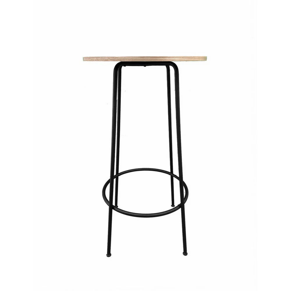 Neni 42-Inch Bar Table: Natural Wood Top & Modern Black Metal Base