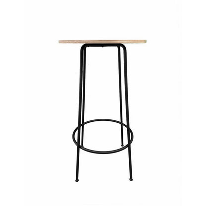 Neni 42-Inch Bar Table: Natural Wood Top & Modern Black Metal Base