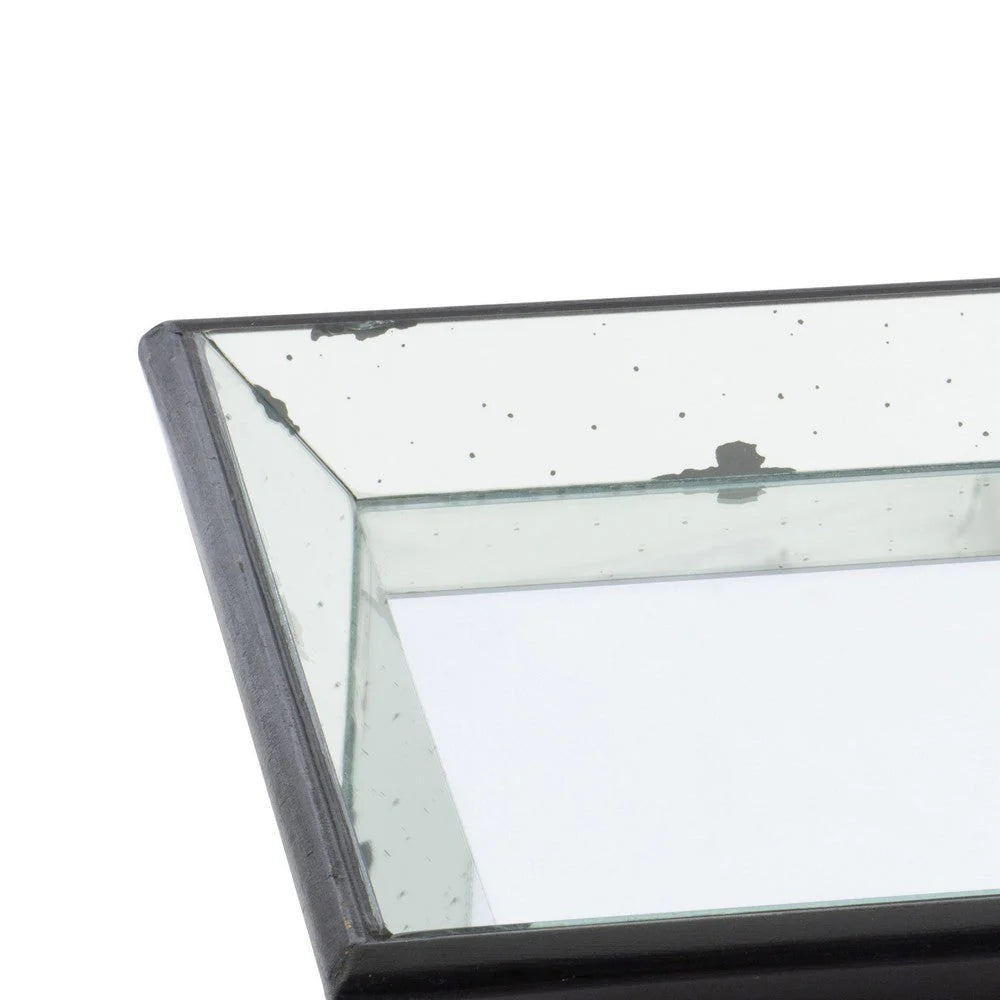 24-Inch Square Mirrored Decorative Tray – Modern Black Design for Game Room Accessories