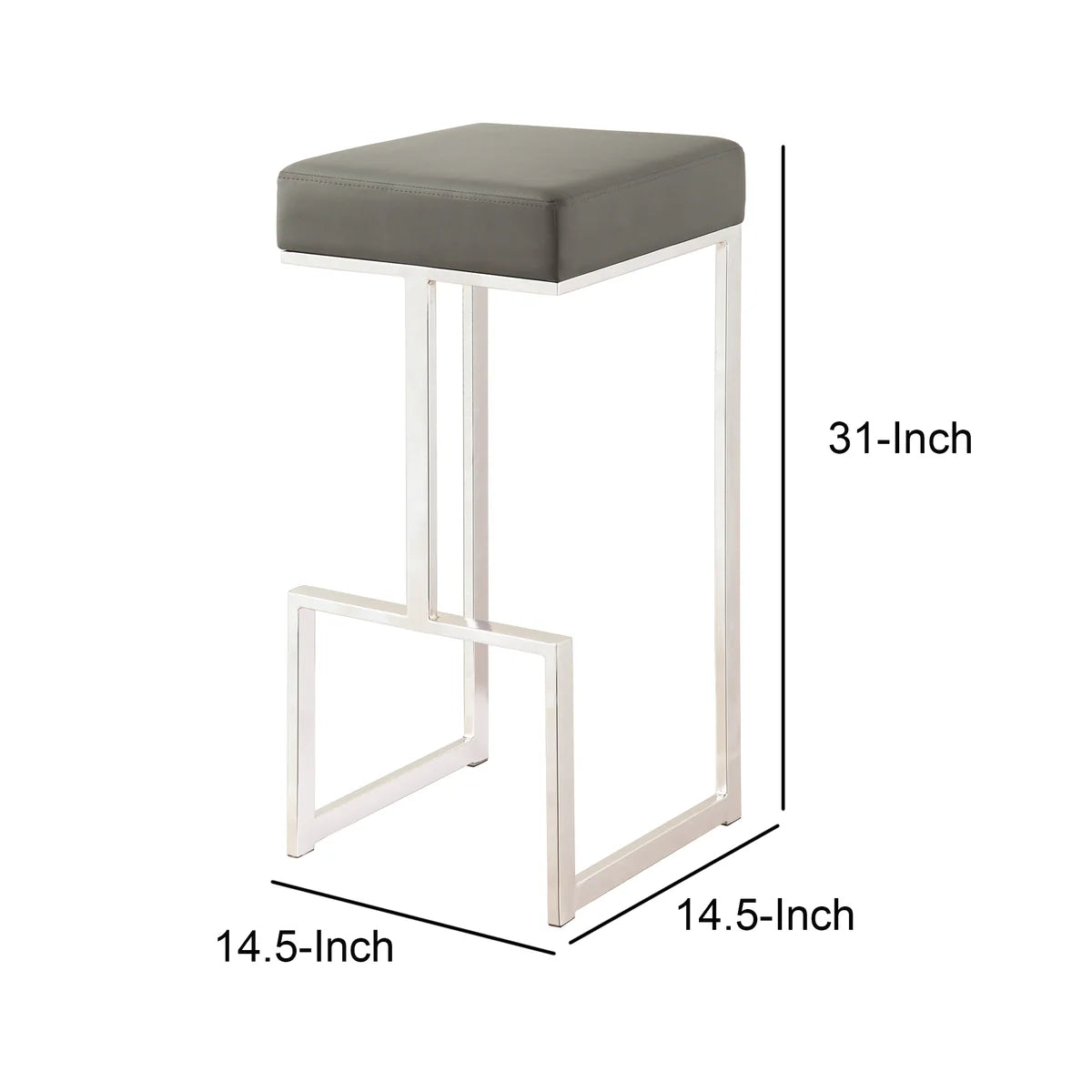 Bar Stool with Upholstered Gray Seat & Chrome Base – Ideal for Home Bar