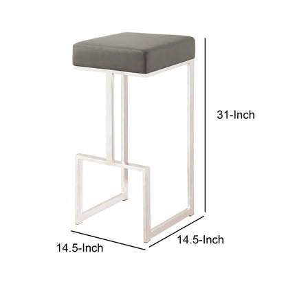 Bar Stool with Upholstered Gray Seat & Chrome Base – Ideal for Home Bar