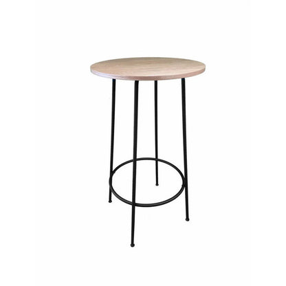Neni 42-Inch Bar Table: Natural Wood Top & Modern Black Metal Base