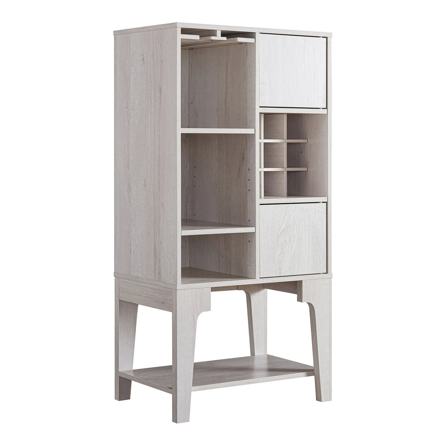 Doxnar Multi-Storage Wine Cabinet in White Oak Stylish Home Bar and Cabinet