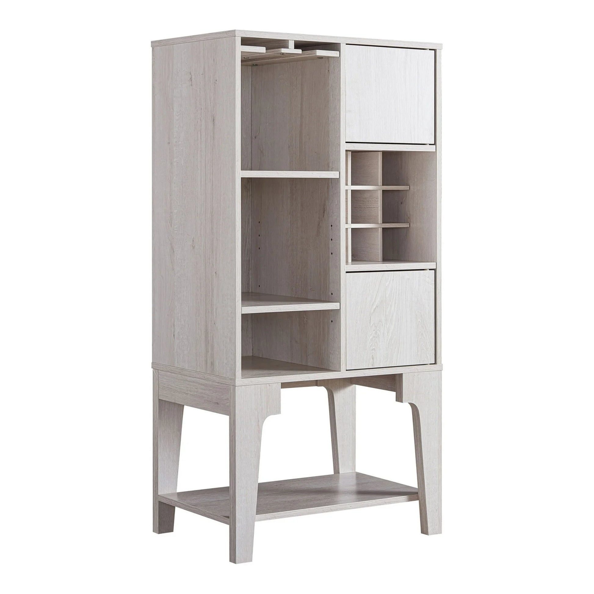 Doxnar Multi-Storage Wine Cabinet in White Oak Stylish Home Bar and Cabinet
