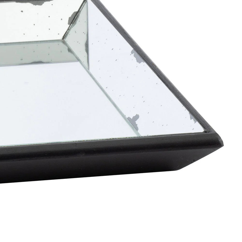 24-Inch Square Mirrored Decorative Tray – Modern Black Design for Game Room Accessories