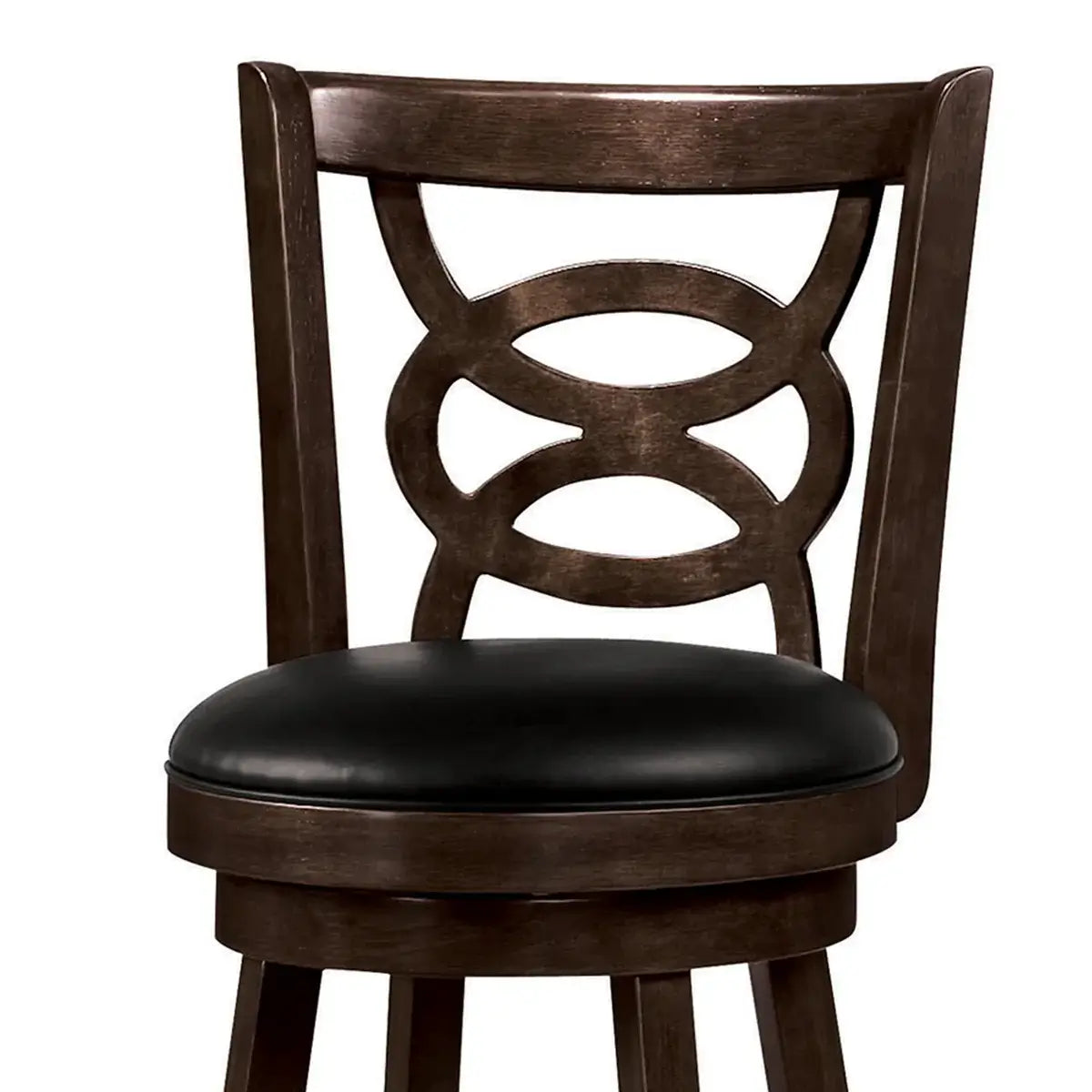 29" Swivel Bar Stool with Upholstered Seat, Black And Brown ,Set of 2