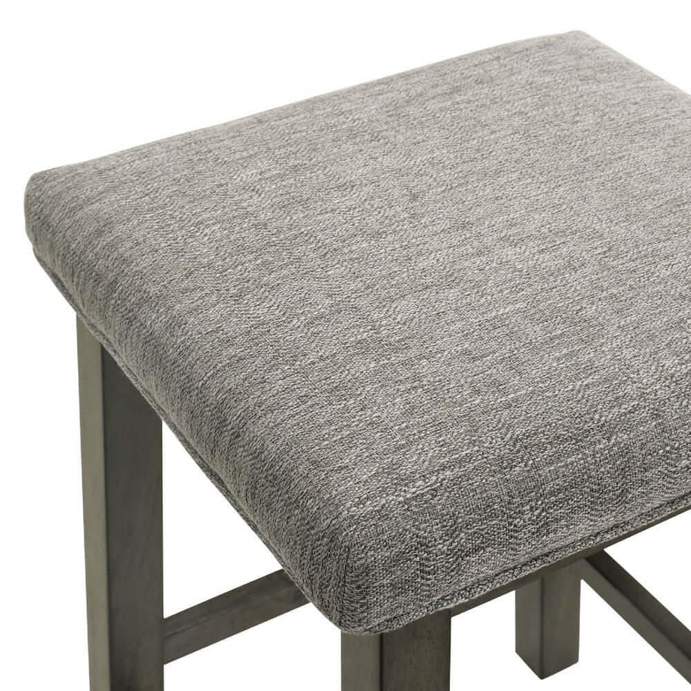 25 Inch Wooden Bar Stool with Fabric Seat, Set of 2, Gray– Ideal for Your Home Bar