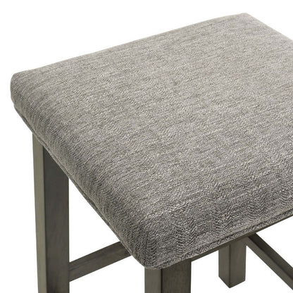 25 Inch Wooden Bar Stool with Fabric Seat, Set of 2, Gray– Ideal for Your Home Bar