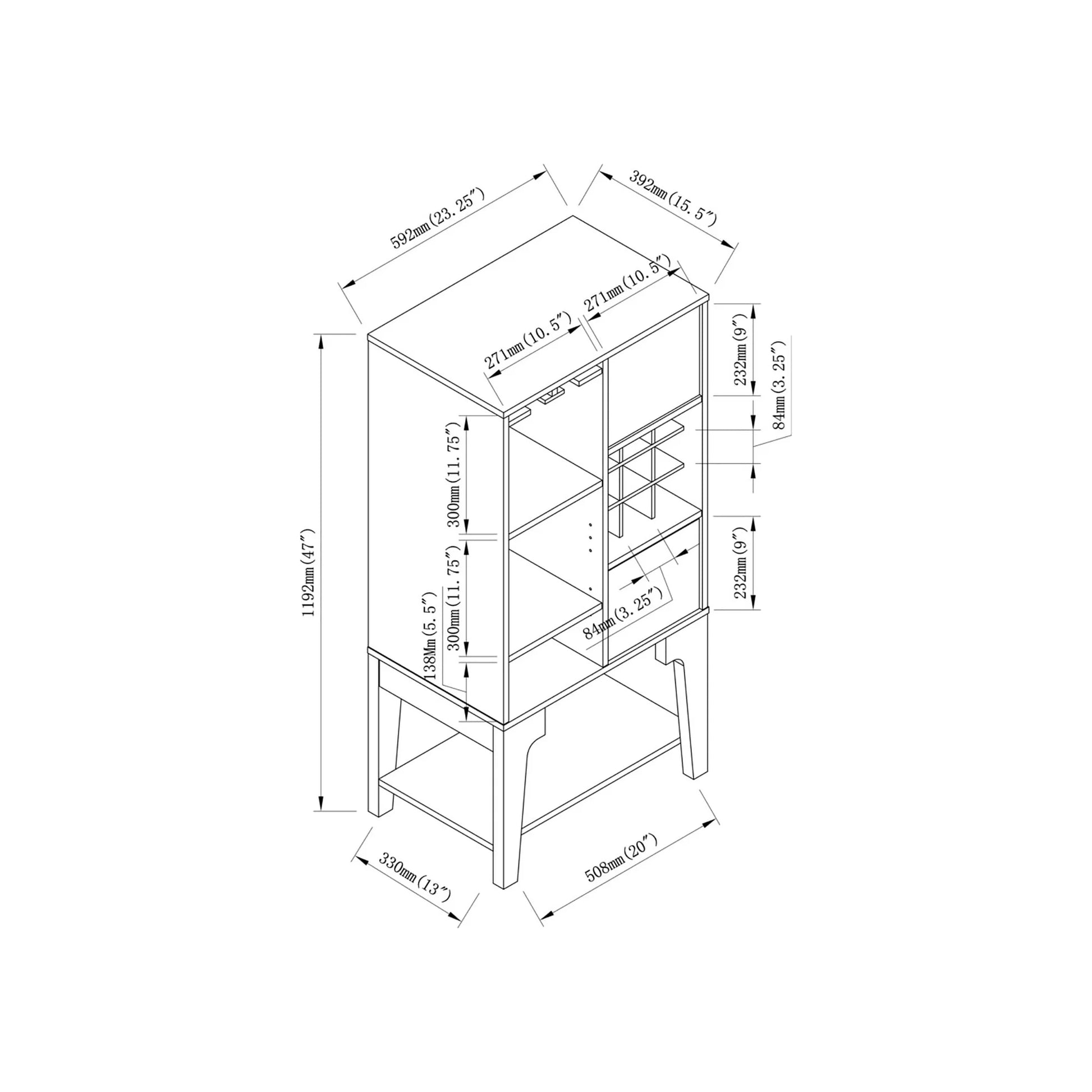 Doxnar Multi-Storage Wine Cabinet in White Oak Stylish Home Bar and Cabinet