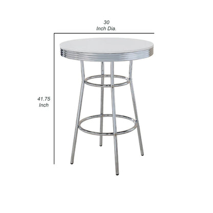 Chic Retro 42-Inch Round Bar Table - Glossy White Lacquer & Ribbed Apron