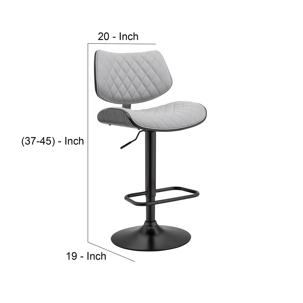 Adjustable Bar Stool for Home Bar – Sleek Black and Gray Faux Leather with Metal Frame