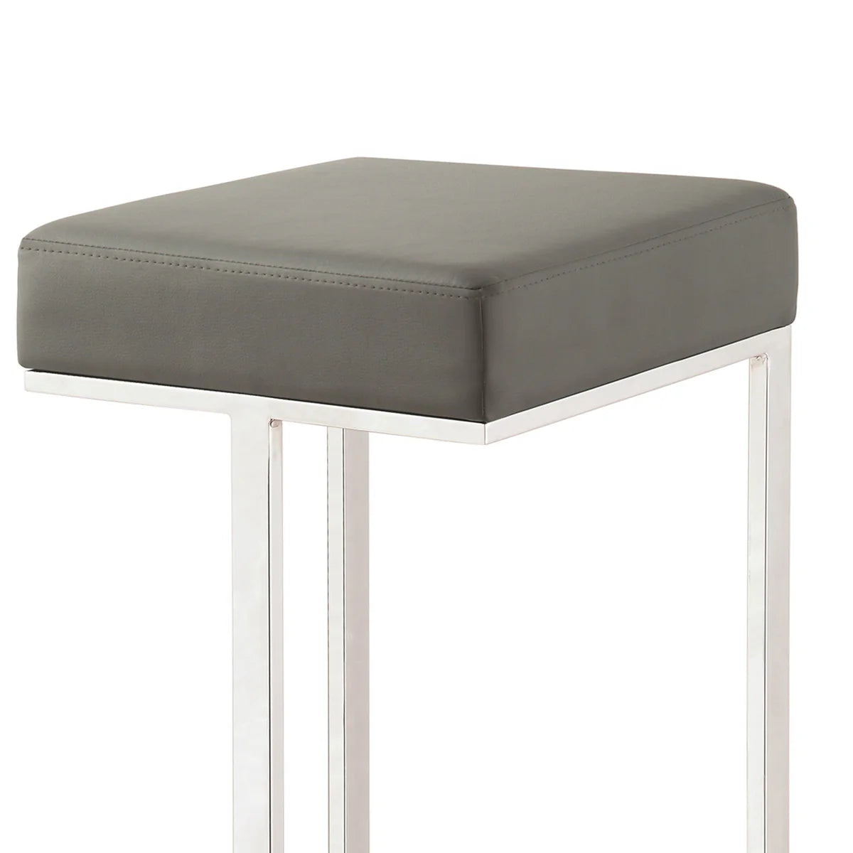 Bar Stool with Upholstered Gray Seat & Chrome Base – Ideal for Home Bar