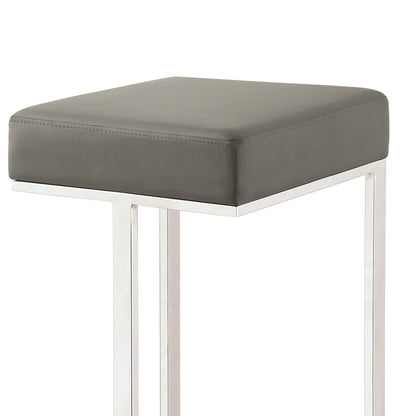 Bar Stool with Upholstered Gray Seat & Chrome Base – Ideal for Home Bar