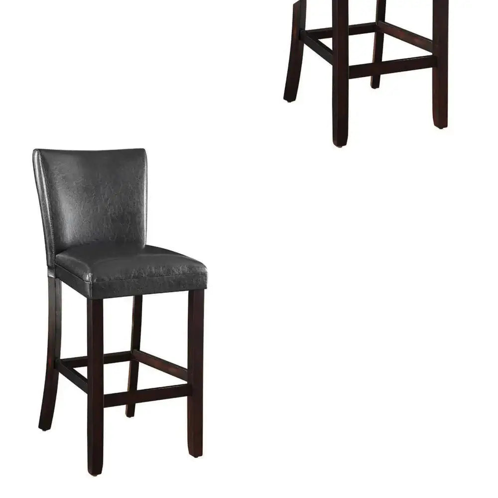 29 Inch Comfortable Wood Bar Stool, Set of 2, Cappuccino Brown, Black – Perfect for Your Home Bar
